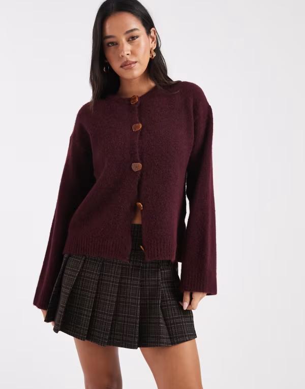 エイソス レディース アウター カーディガン ウール ニット ASOS DESIGN wool blend knit cardigan wit..