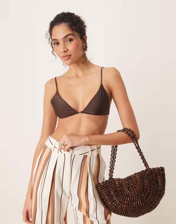 ReVida ŷԾŹ㤨֥ޥ ǥ  ȥåפΤ Mango triangle tie back bikini top in bronze BRONZEפβǤʤ10,980ߤˤʤޤ