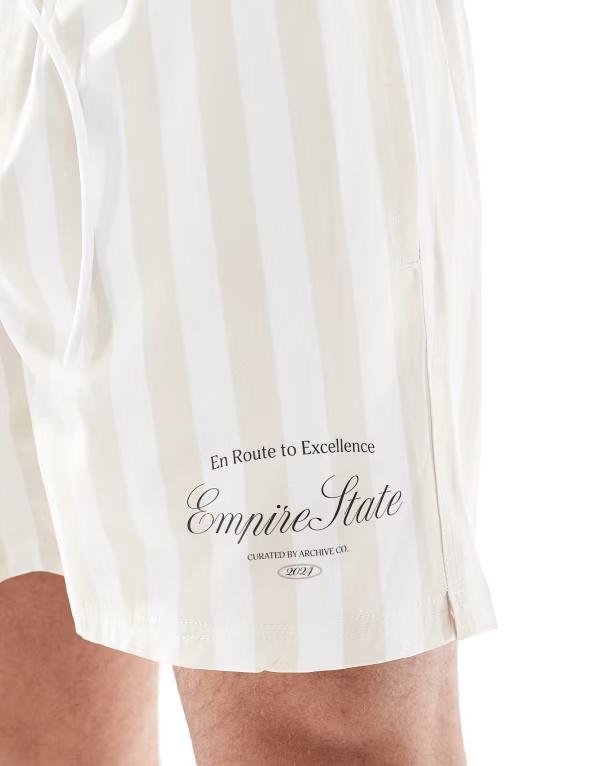 コットンオン メンズ 水着 ハーフパンツ・ショーツ ショートパンツ Cotton:On Cotton swim shorts in stone stripestone stripe ストーン