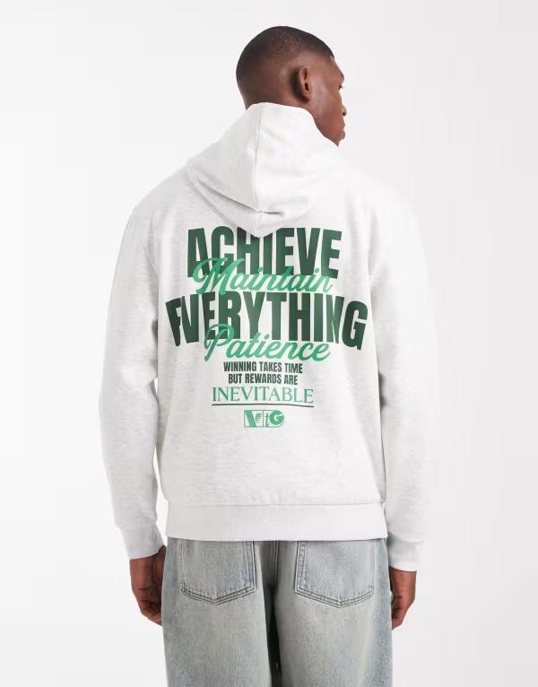 エイソス メンズ アウター パーカー・スウェット プリント ASOS DESIGN hoodie with text print heathe..