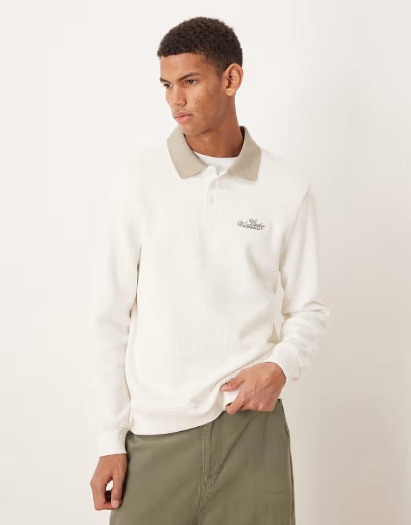 エイソス メンズ アウター パーカー・スウェット ポロシャツ コントラスト ASOS DESIGN polo sweatshir..