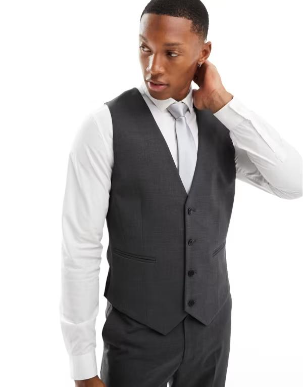 エイソス メンズ トップス タンクトップ ベスト ASOS DESIGN skinny suit vest in charcoal チャコール