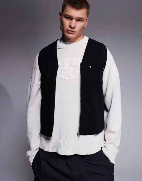 エイソス メンズ トップス タンクトップ ベスト ASOS DESIGN utility vest Black ブラック