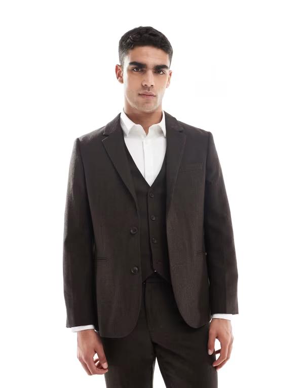 ReVida ŷԾŹ㤨֥   㥱åȡ֥륾  ASOS DESIGN wool rich slim suit jacket herringbone BROWN ֥饦פβǤʤ41,800ߤˤʤޤ
