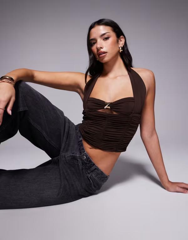 タイガーミスト レディース トップス シャツ ギャザー ホルター Tiger Mist Briallen halterneck gold ..