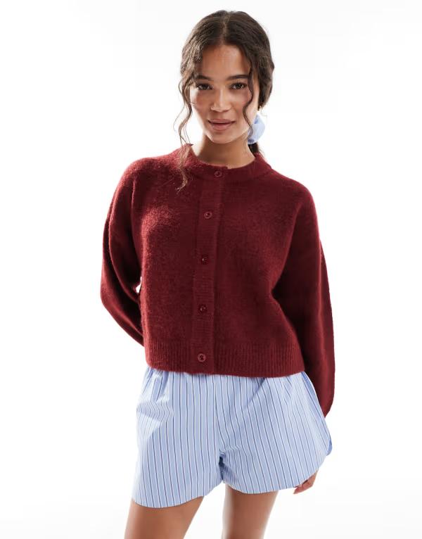 コットンオン レディース アウター カーディガン Cotton sleep cozy button up cardigan in plum heath..