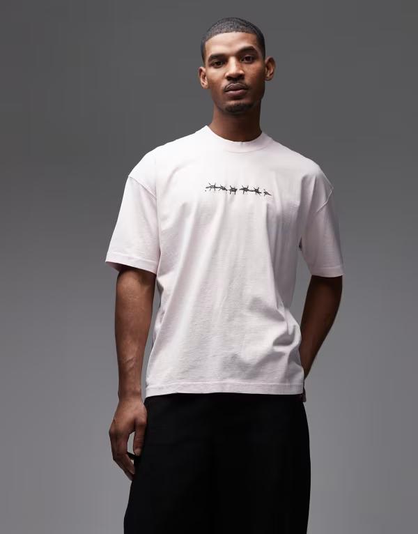 オールセインツ メンズ トップス Tシャツ グラフィック Allsaints deterent graphic T-shirt in light Soft pink ピンク