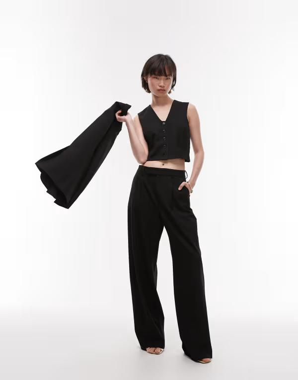 マンゴ レディース ボトムス カジュアルパンツ ストレート Mango straight leg classic pants - part of a set Black ブラック