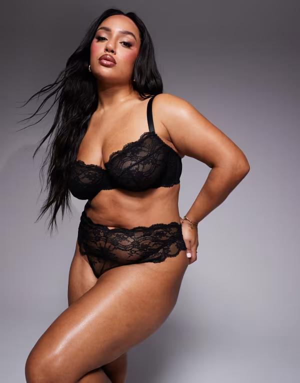 �������� ��ǥ����� ������������� �֥꡼�եѥ�� �졼�� ASOS Curve ASOS DESIGN Curve Lolace thong Black ��...