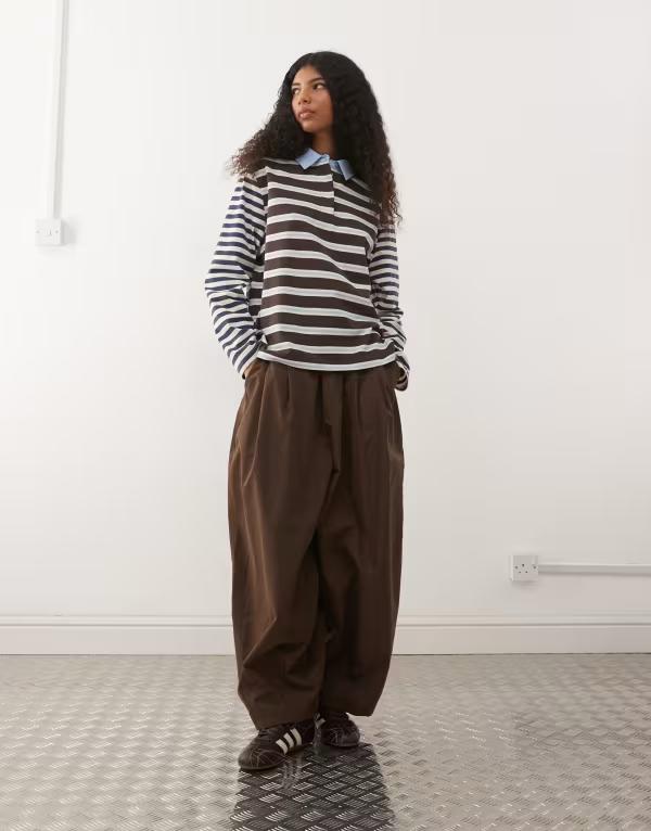 リクレイム ヴィンテージ レディース トップス ポロシャツ Reclaimed Vintage polo top in multi splicestripes multi マルチカラー