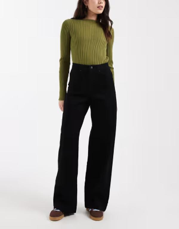 オンリー レディース ボトムス デニムパンツ ワイドレッグ ハイウエスト ジーンズ ONLY Madison high waist wide leg jeans Black ブラック