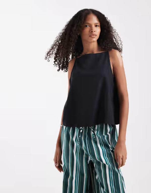 リバーアイランド レディース トップス シャツ リネン River Island linen blend tank - part of a set Black ブラック
