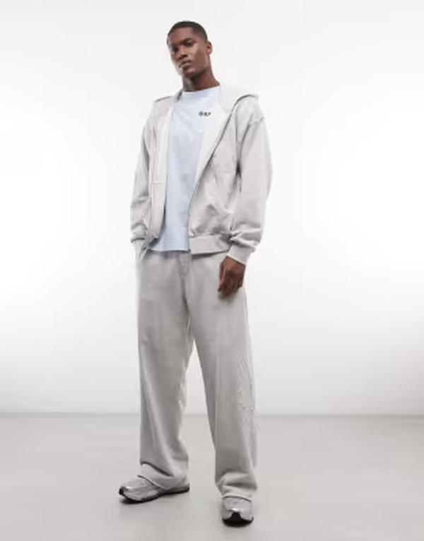 ウィークデイ メンズ アウター パーカー・スウェット Weekday square zip up hoodie melange with embroidery detail - part of a set Gray melange グレー