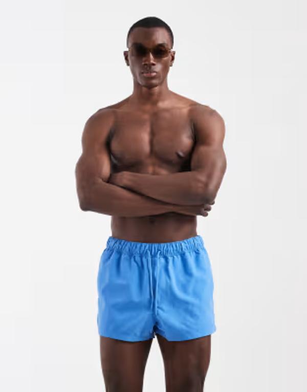 Swimwear - エイソス メンズ 水着 ハーフパンツ・ショーツ ショートパンツ ASOS DESIGN swim shorts in super short length BLUE ブルー