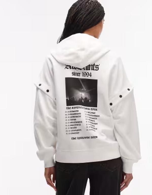 オールセインツ レディース アウター パーカー・スウェット AllSaints gig amphia zip up studetail hoodie in optic white ホワイト