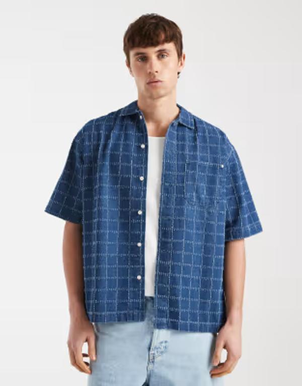レディファインド レブル メンズ トップス シャツ Redefined Rebelton oversized shirt in mid BLUE ブルー