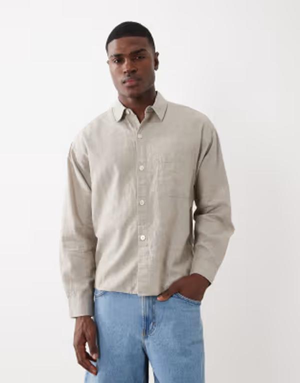 コットンオン レディース トップス シャツ Cotton eli long sleeve shirt in textured oatmeal Textured Oatmeal オートミール