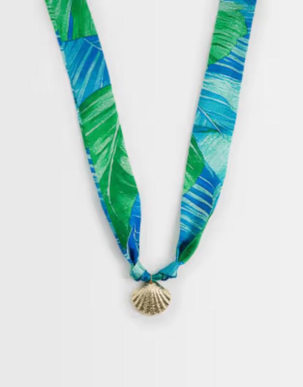デザインビーロンドン レディース アクセサリー ネックレス・チョーカー・ペンダントトップ レース DesignB London shell charm scarf necklace and gold tone BLUE ブルー