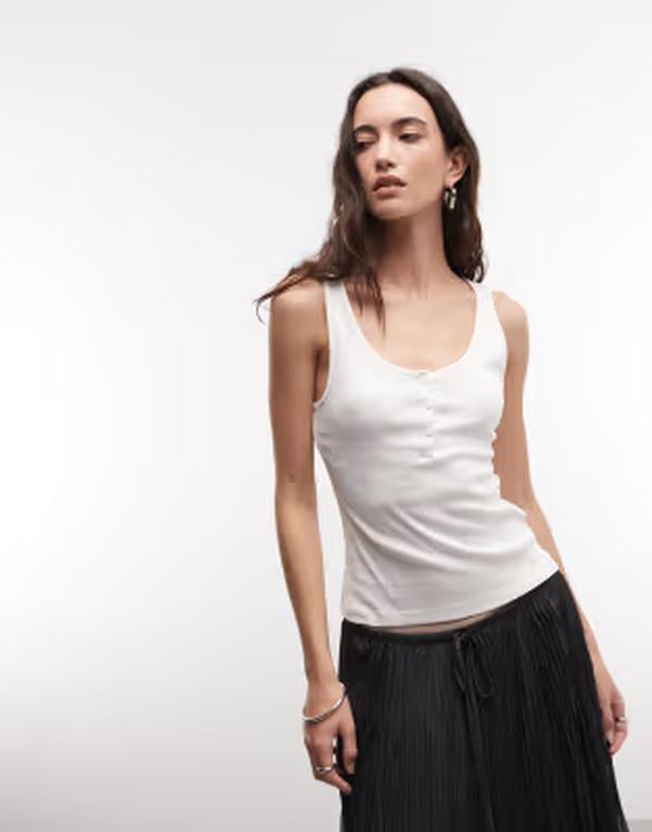 ウィークデイ レディース トップス ベスト Weekday henley tank top in off-white オフホワイト