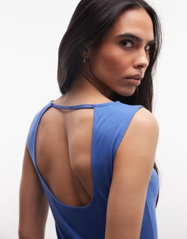 ウィークデイ レディース トップス Tシャツ オープンバック Weekday slash neck tank top with open back Royal blue ブルー