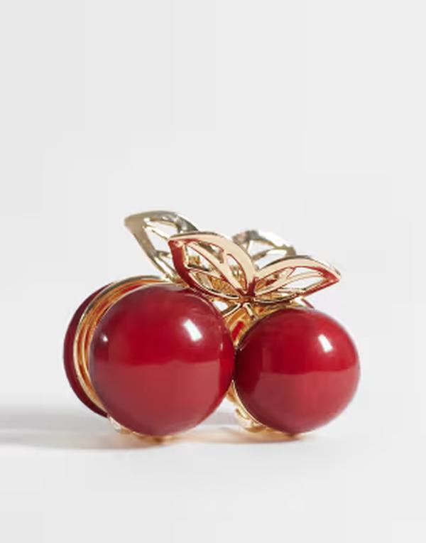 デザインビーロンドン レディース アクセサリー DesignB London metal cherry hair claw RED レッド