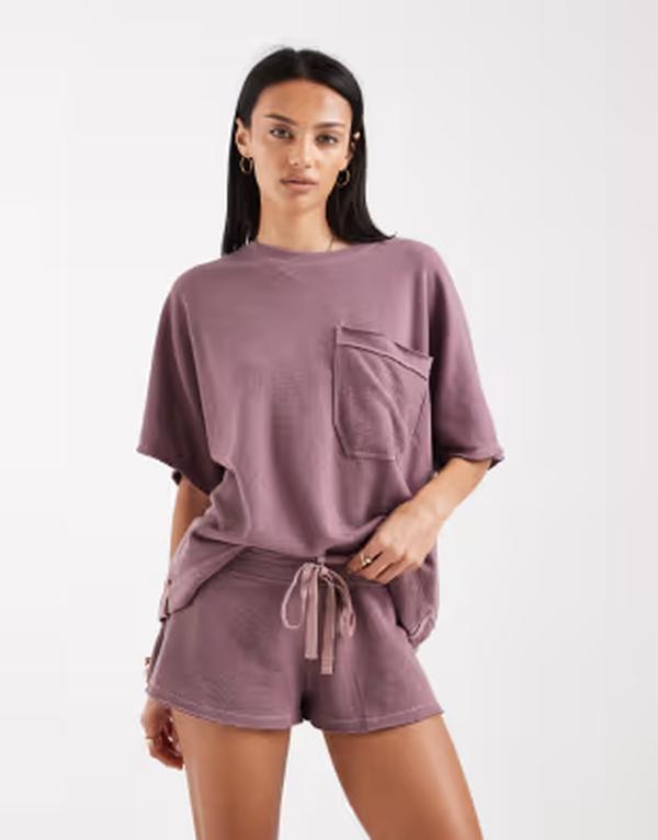 フリーピープル レディース トップス Tシャツ Free People staycation boxy fit-shirt in elderberry tea - part of a set ELDERBERRY TEA