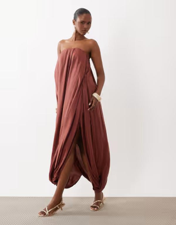 エイソス レディース トップス ワンピース マキシ ASOS DESIGN modal bubble bandeau maxi dress in rust ラスト re-vida-24934401 ReVida 楽天市場店 パッケージ画像