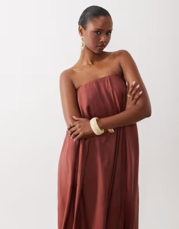 エイソス レディース トップス ワンピース マキシ ASOS DESIGN modal bubble bandeau maxi dress in rust ラスト re-vida-24934401 ReVida 楽天市場店 サンプル画像2