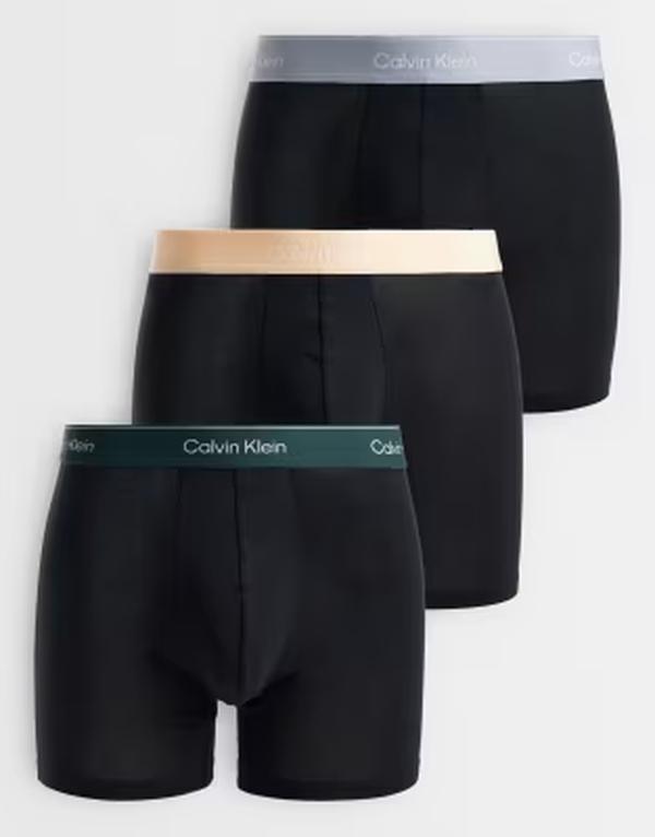 カルバンクライン メンズ アンダーウェア ボクサーパンツ コットン Calvin Klein Icon Cotton Stretch 3 pack boxer briefs with colo red waistbands BLACK W/ DARKEST SPR ブラック