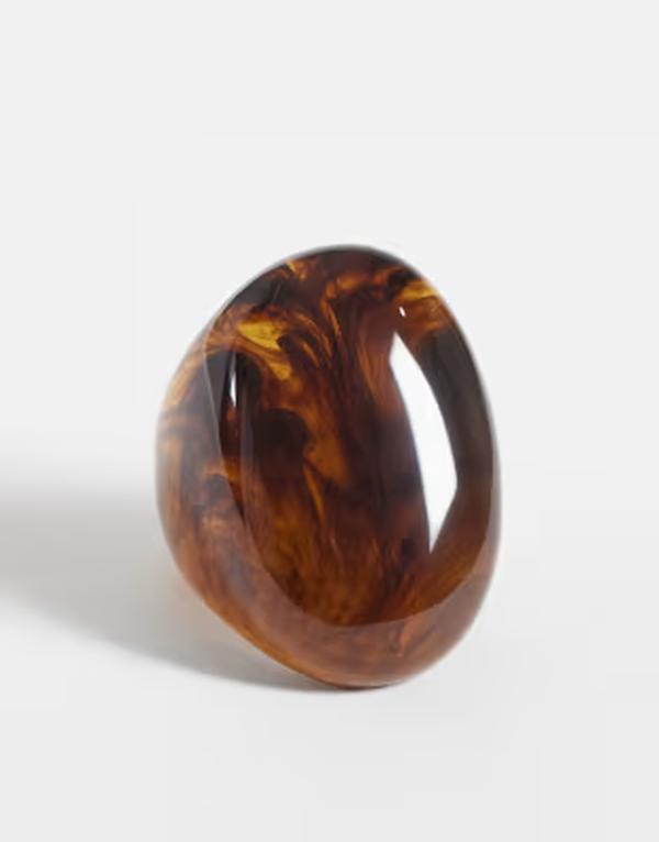 デザインビーロンドン レディース アクセサリー リング DesignB London statement brown resin ring BROWN ブラウン