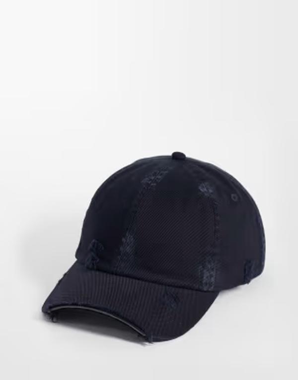 ウィークデイ レディース アクセサリー 帽子 キャップ Weekday distressed cap in washed Black ブラック