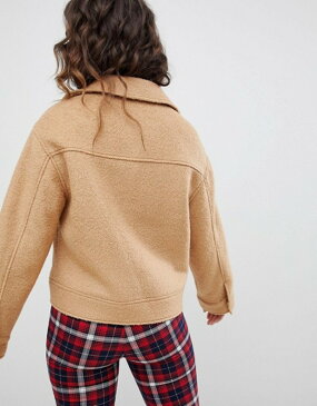 モンキ レディース ジャケット・ブルゾン アウター Monki textured short jacket with oversized pockets in beige 13-312 beige