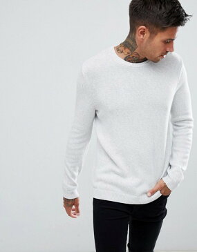 エイソス メンズ ニット・セーター アウター ASOS DESIGN midweight sweater in pale gray Pale grey