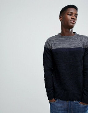 ソウルスター メンズ ニット・セーター アウター Soul Star Color Block Sweater Navy