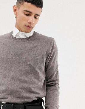 エイソス メンズ ニット・セーター アウター ASOS DESIGN cotton sweater in brown Brown