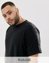 デューク メンズ Tシャツ トップス Duke King Size t-shirt with curved hem and taped sleeves Black