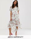 エイソス レディース ワンピース トップス ASOS DESIGN Maternity midi dress in spot and floral with lace and hem detail Spot and floral