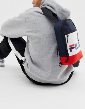 フィラ メンズ バックパック・リュックサック バッグ Fila Marlin color block single strap backpack in navy Navy