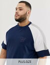 デューク メンズ Tシャツ トップス Duke King Size t-shirt with curved hem and raglan sleeves Navy