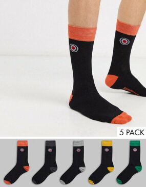 ランブレッタ メンズ 靴下 アンダーウェア Lambretta 5 pack black socks Black