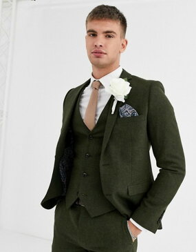 ハリー ブラウン メンズ ジャケット・ブルゾン アウター Harry Brown wedding tweed heritage slim fit suit jacket Green