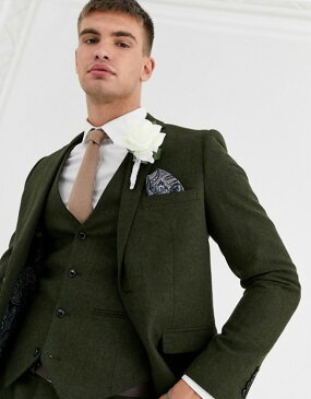 ハリー ブラウン メンズ ジャケット・ブルゾン アウター Harry Brown wedding tweed heritage slim fit suit jacket Green