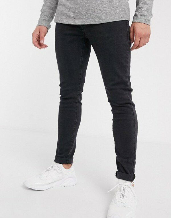 ニュールック メンズ デニムパンツ ボトムス New Look super skinny jeans in black Black