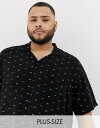 デューク メンズ シャツ トップス Duke King Size revere collar shirt with geo print in black Black