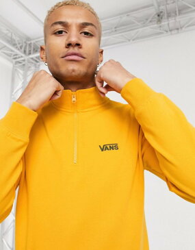 バンズ メンズ パーカー・スウェット アウター Vans color block half zip fleece in yellow Exclusive at ASOS Cadmium yellow