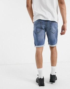 オンリーアンドサンズ メンズ ハーフパンツ・ショーツ ボトムス Only & Sons stretch sweat denim shorts in light blue Blue denim