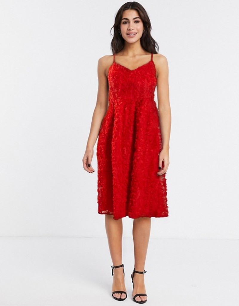 年最新海外 ヴィラ レディース ワンピース トップス Vila Applique Midi Skater Dress In Red Red 国内配送 Krplas Net