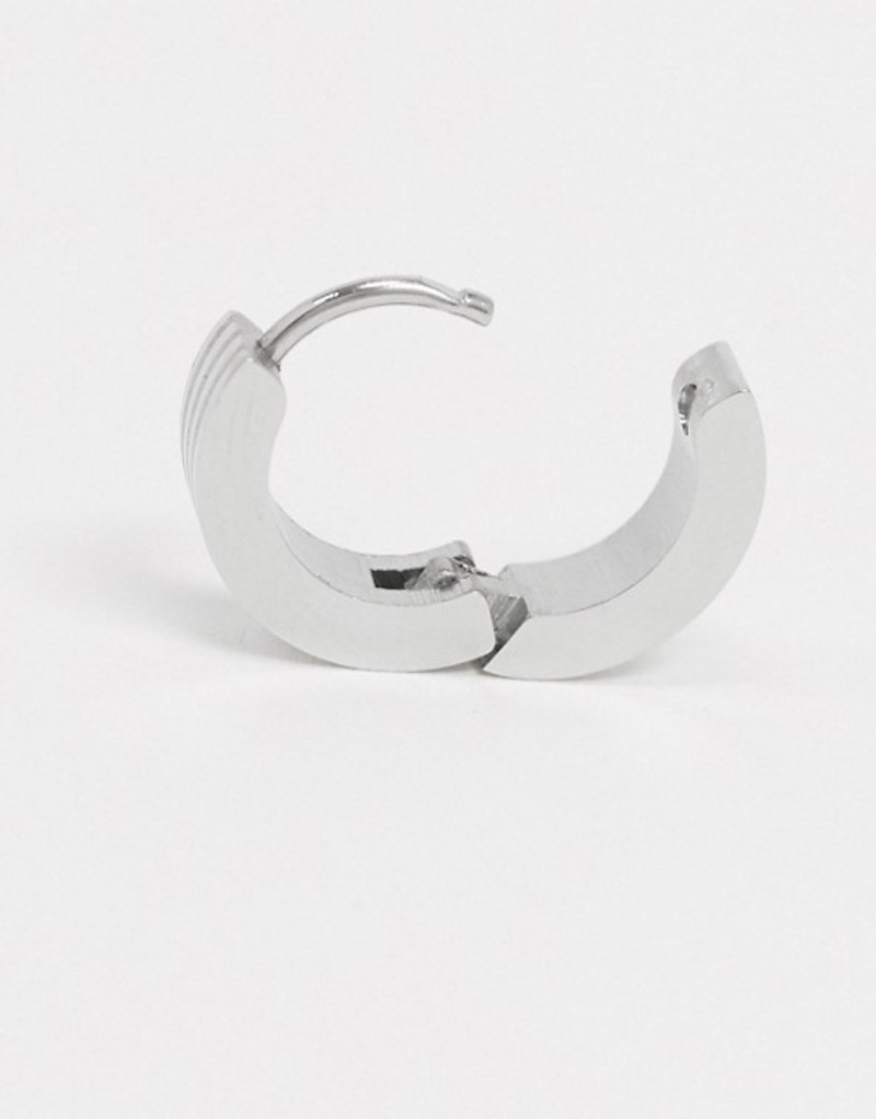 エイソス メンズ ピアス・イヤリング アクセサリー ASOS DESIGN stainless steel 9mm hoop earrings with minimal design in silver tone Silver