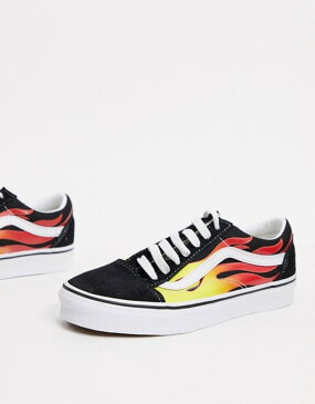 バンズ レディース スニーカー シューズ Vans Flame Old Skool sneakers in black (flame) black/black