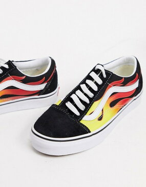 バンズ レディース スニーカー シューズ Vans Flame Old Skool sneakers in black (flame) black/black